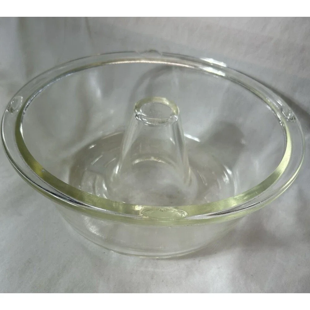 Vintage Clear Glass Bundt Angel Food Cake Pan Jello Mold Baking Dish